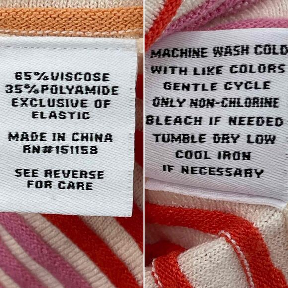 525 America | Striped Pleated Pull-on Midi Skirt | White/Sz M - Picture 4 of 9